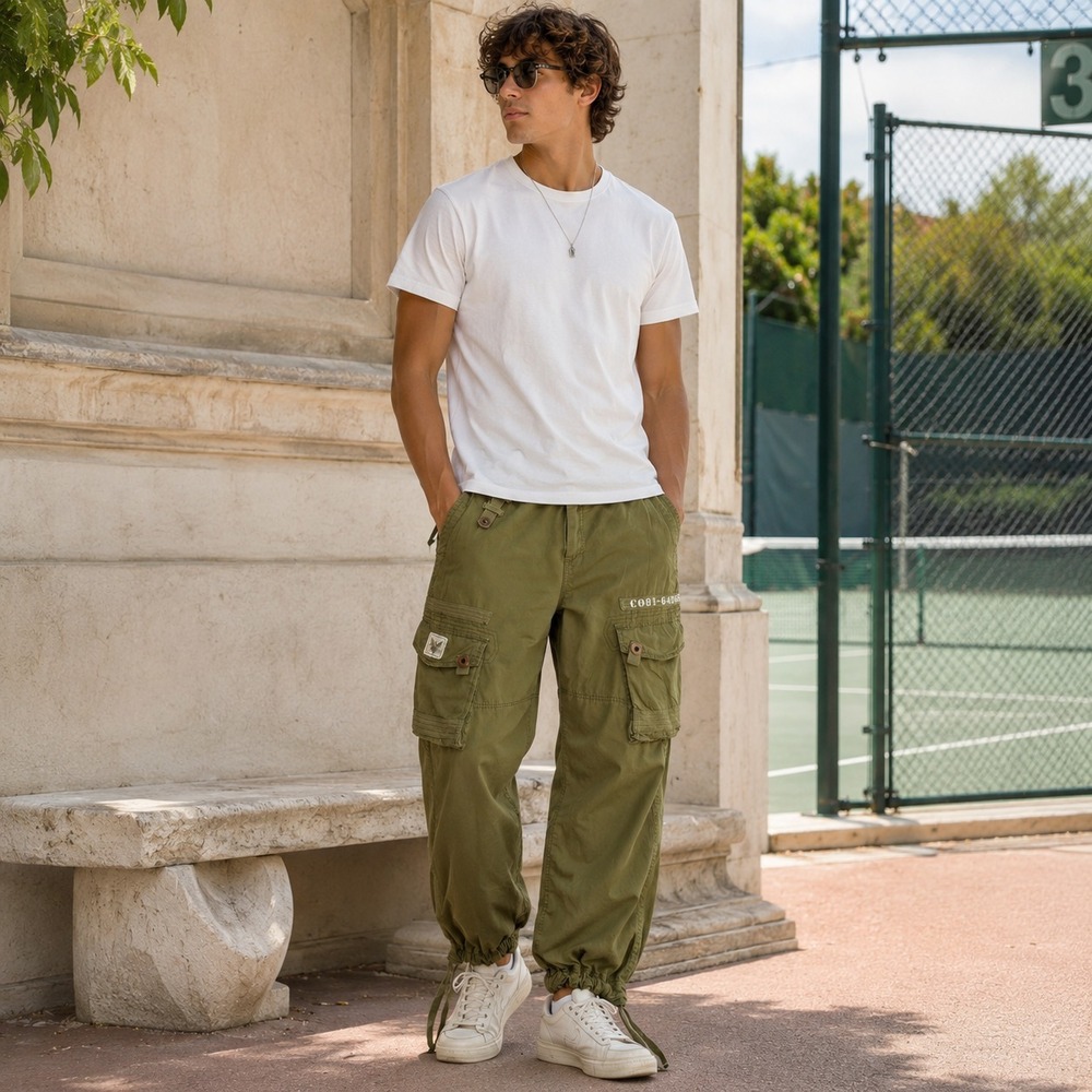 Vintage Y2K Company 81 Mens Cargo Pants 38x32 Olive Military Utility Streetwear
